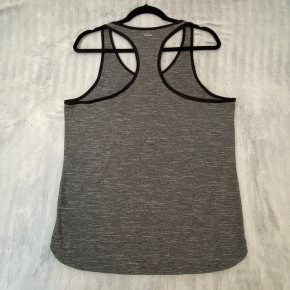 Adidas Climalite Racer Back Tank Top Women's Sz Large Grey Heather Black Trim - Picture 2 of 7